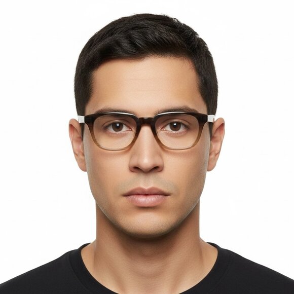 Berluti Mens Square/Rectangle Brown Brown Transparent Fashion Designer Eyewear